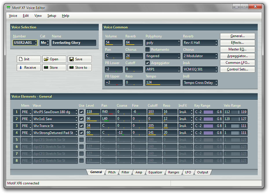 Il menu principale del software Voice Editor per MX realizzato da John Melas