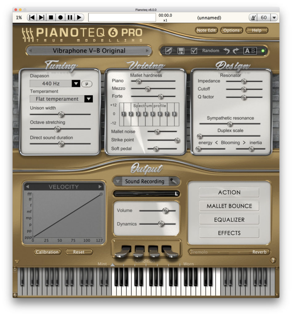 Pianoteq 6: l'interfaccia dedicata ai modelli di vibrafono