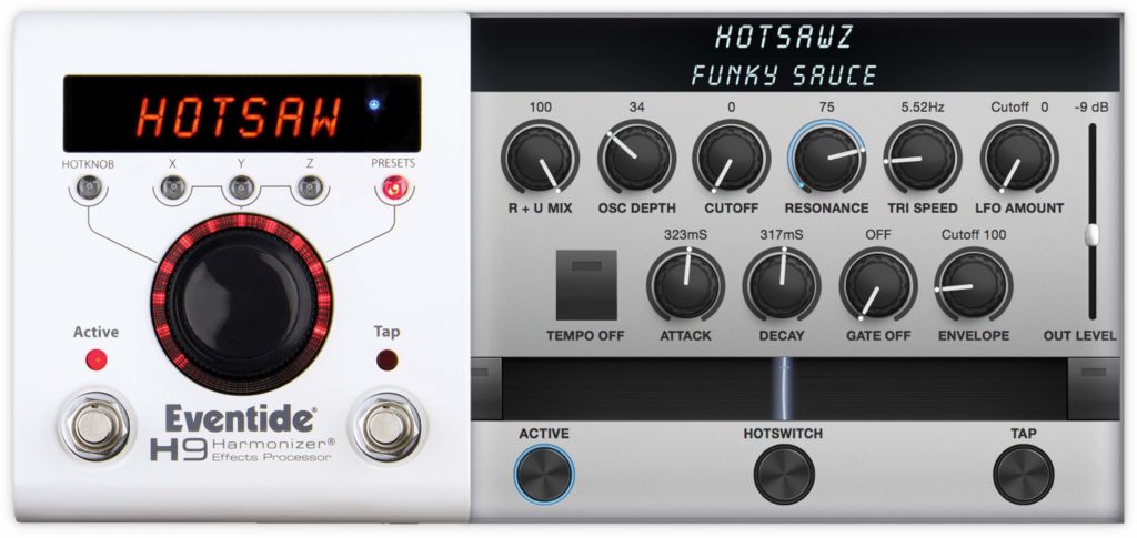 Eventide H9 HotSawz pedali stompbox chitarra elettrica synth mono