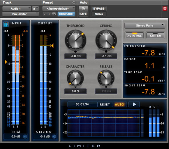 Avid Pro Tools Pro Limiter plug-in audio mix master rec itb virtual