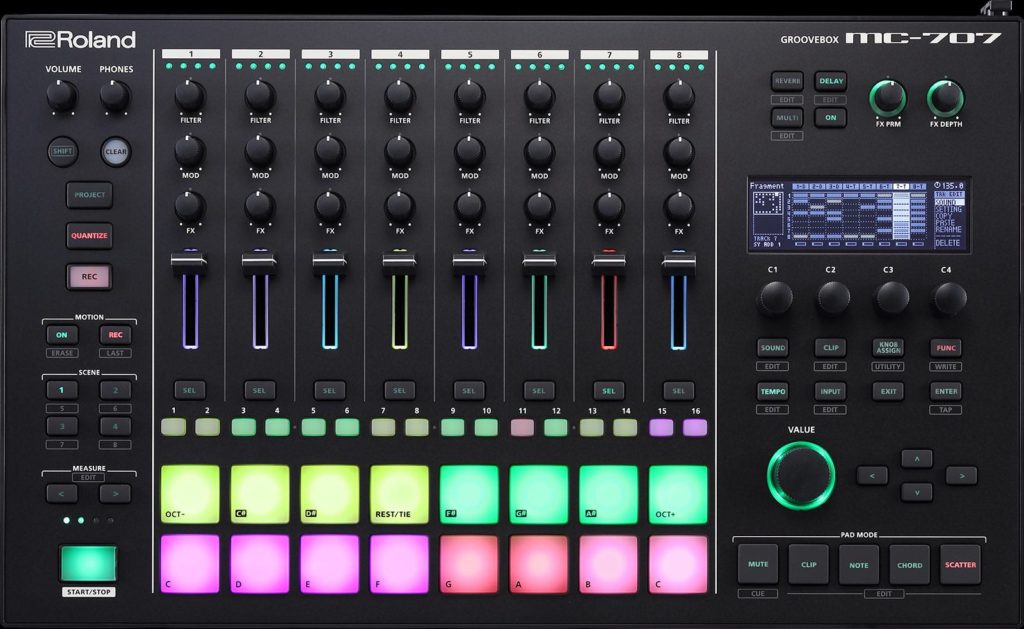 Roland MC-707 dj producer groovebox groove live perform strumenti musicali