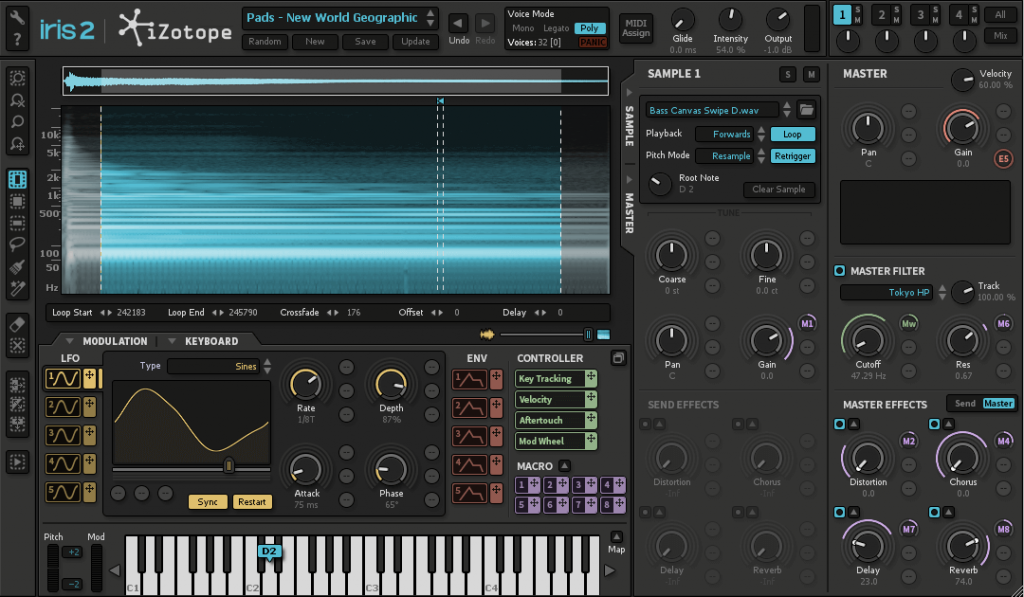 iZotope Iris 2 software soft synth virtual instrument producer music midiware audiofader