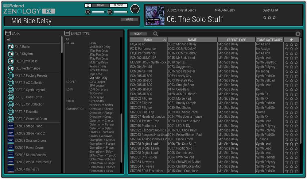Roland Zenology FX update soft synth software daw strumentimusicali