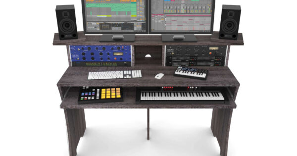 Glorious Workbench Driftwood studio desk scrivania monitor outboard recording mixing soundwave strumentimusicali
