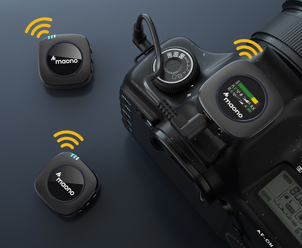 MAONO AU-WM821, sistema microfonico dual wireless