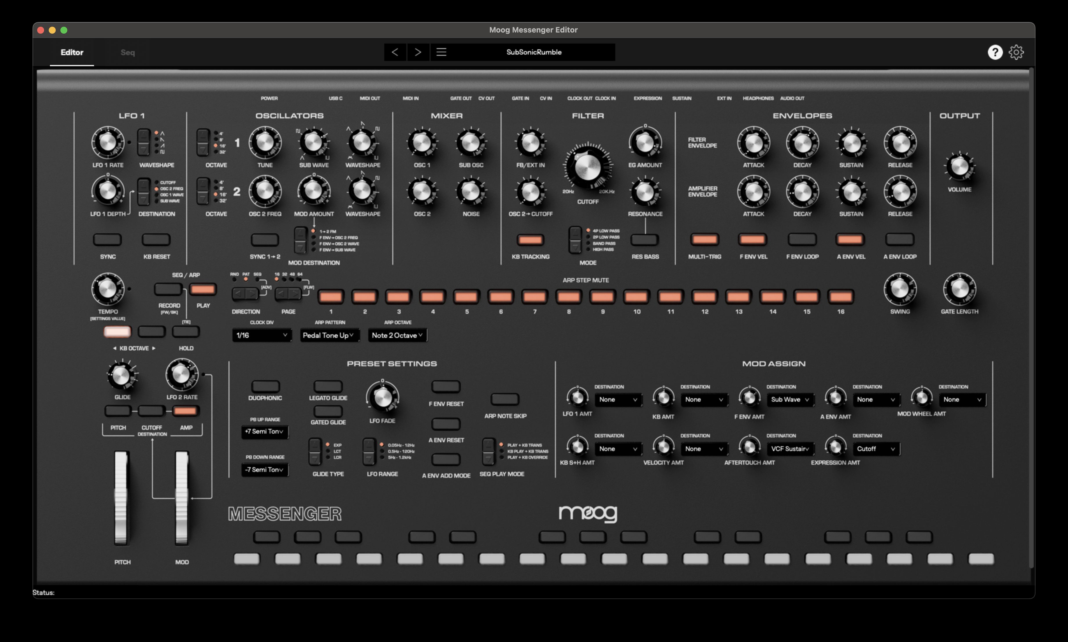 Moog Messenger Preset Editor