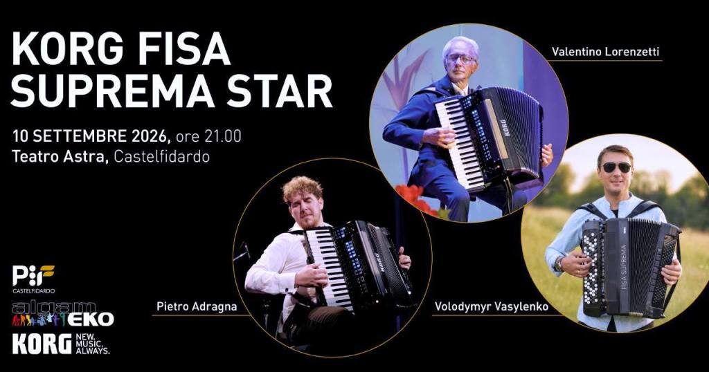 KORG FISA SUPREMA Demo Tour 2026: Algam EKO porta in tour la fisarmonica digitale KORG con demo, approfondimenti e prove dal vivo