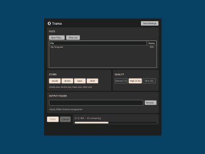 separatore stem AI, Trama AI, stem separation, separatore stem gratuito, separazione stem audio, HTDemucs, trama