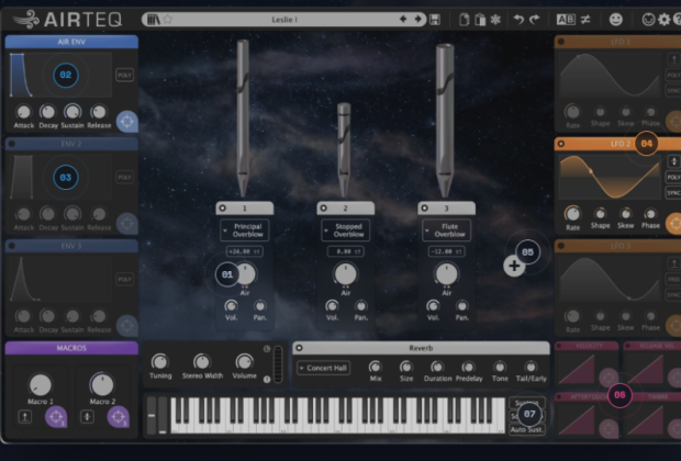 Modartt Airteq, sound design, modellazione fisica, virtual instrument, MPE, plug-in