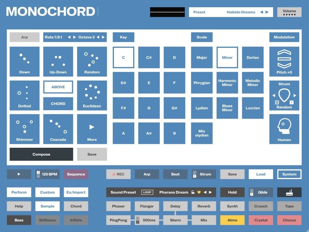 orph, MONOCHORD, plugin, strumenti virtuali, VST3, Audio Unit, software musicale, chord instrument, multisampler, sound design, synth, MIDI, DAW