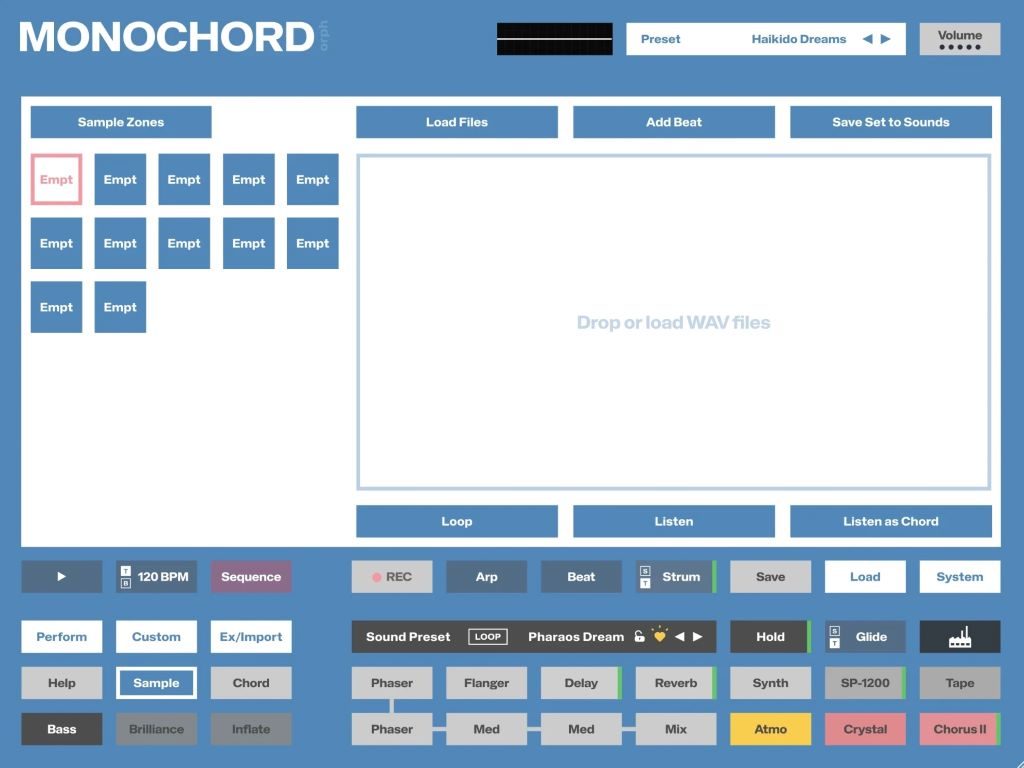 orph, MONOCHORD, plugin, strumenti virtuali, VST3, Audio Unit, software musicale, chord instrument, multisampler, sound design, synth, MIDI, DAW