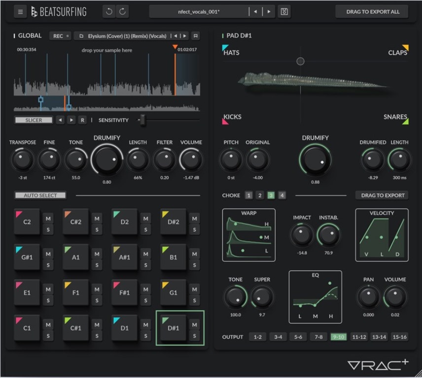 BEATSURFING VRAC+, plugin audio, drum machine, drum kit, sound design, musica elettronica, produzione musicale, VST, VST3